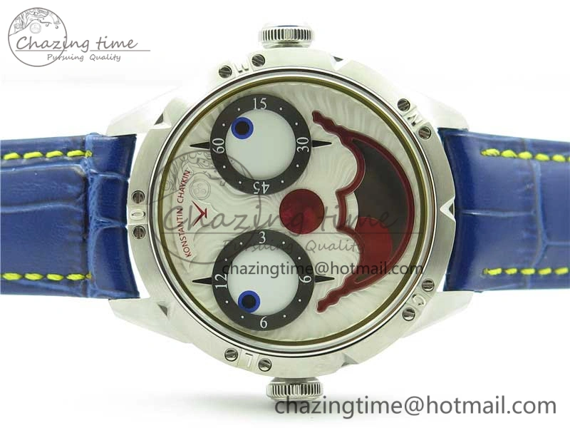 Konstantin Chaykin Joker SS TWF Best Edition White Dial Yellow Inner Bezel on Blue Leather Strap NH35A