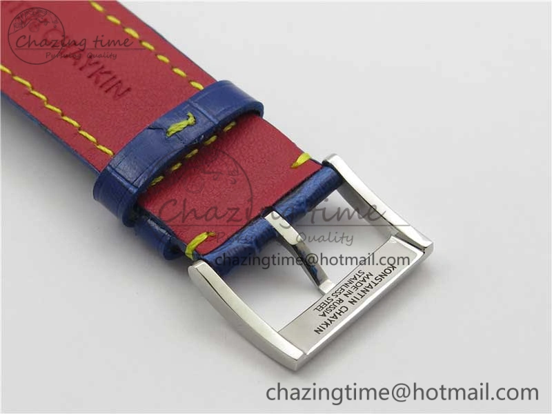Konstantin Chaykin Joker SS TWF Best Edition White Dial Yellow Inner Bezel on Blue Leather Strap NH35A