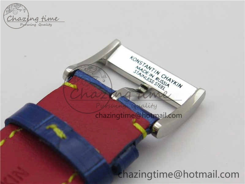 Konstantin Chaykin Joker SS TWF Best Edition White Dial Yellow Inner Bezel on Blue Leather Strap NH35A