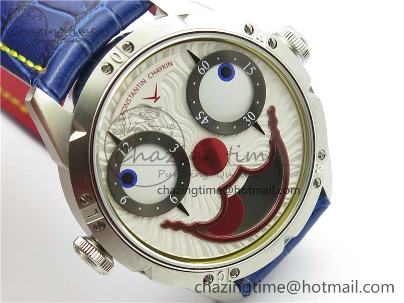 Konstantin Chaykin Joker SS TWF Best Edition White Dial Yellow Inner Bezel on Blue Leather Strap NH35A