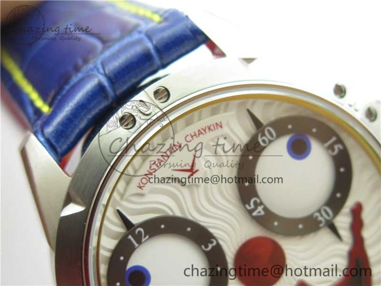 Konstantin Chaykin Joker SS TWF Best Edition White Dial Yellow Inner Bezel on Blue Leather Strap NH35A