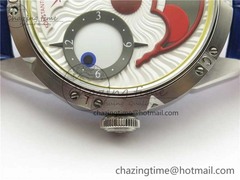 Konstantin Chaykin Joker SS TWF Best Edition White Dial Yellow Inner Bezel on Blue Leather Strap NH35A