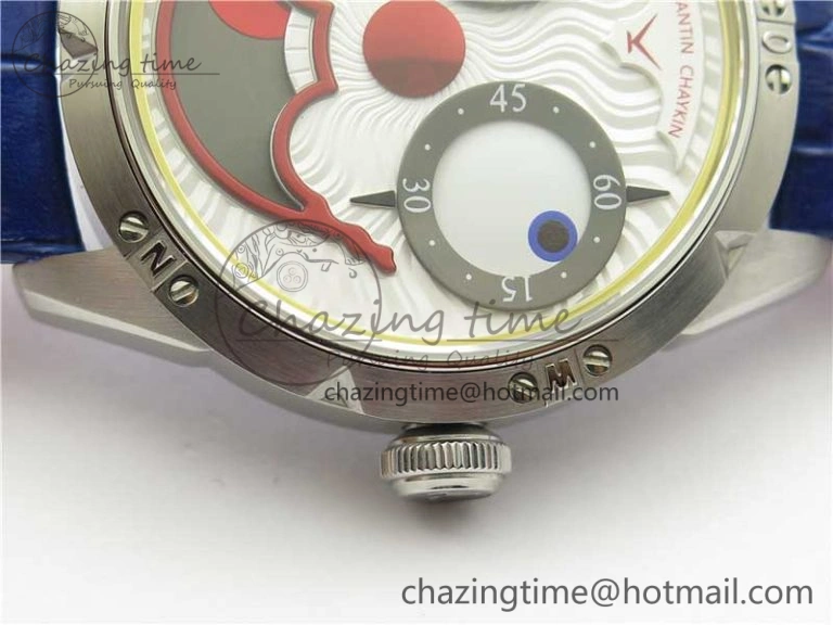 Konstantin Chaykin Joker SS TWF Best Edition White Dial Yellow Inner Bezel on Blue Leather Strap NH35A