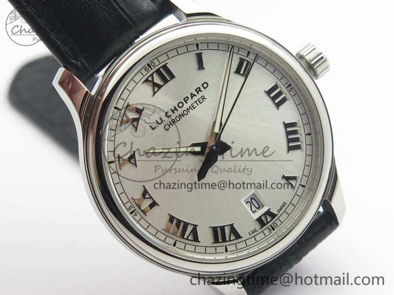 L.U.C 168544-3002 SS FKF 1:1 Best Edition Silver Dial On Black Leather Strap L.U.C 1.010.