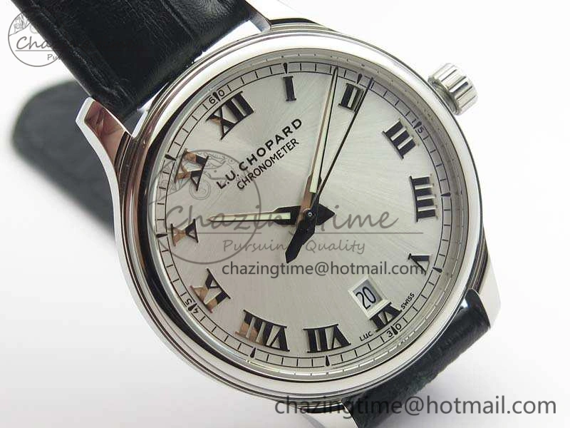 L.U.C 168544-3002 SS FKF 1:1 Best Edition Silver Dial On Black Leather Strap L.U.C 1.010.