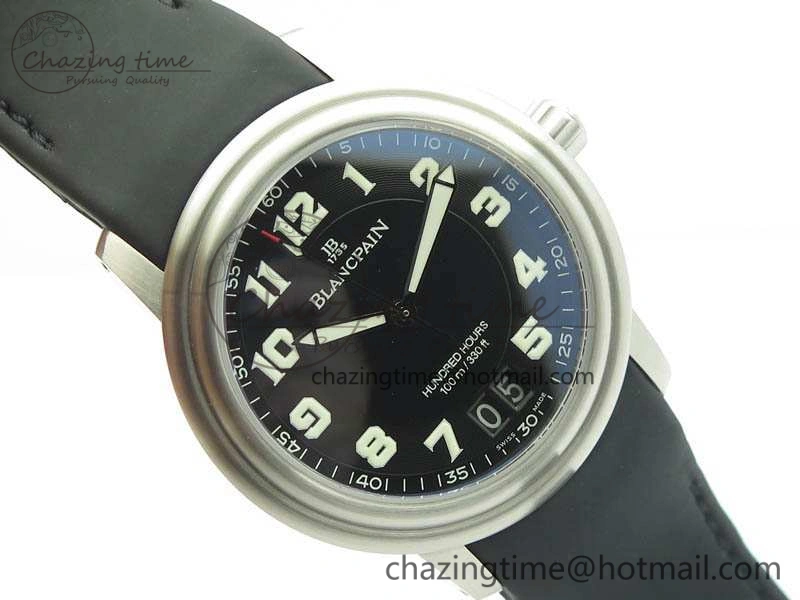 LEMAN 2850B SS 1:1 Best Edition Black Dial Numeral Markers On Black Rubber Strap Cal.6950