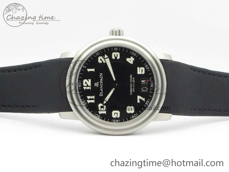 LEMAN 2850B SS 1:1 Best Edition Black Dial Numeral Markers On Black Rubber Strap Cal.6950