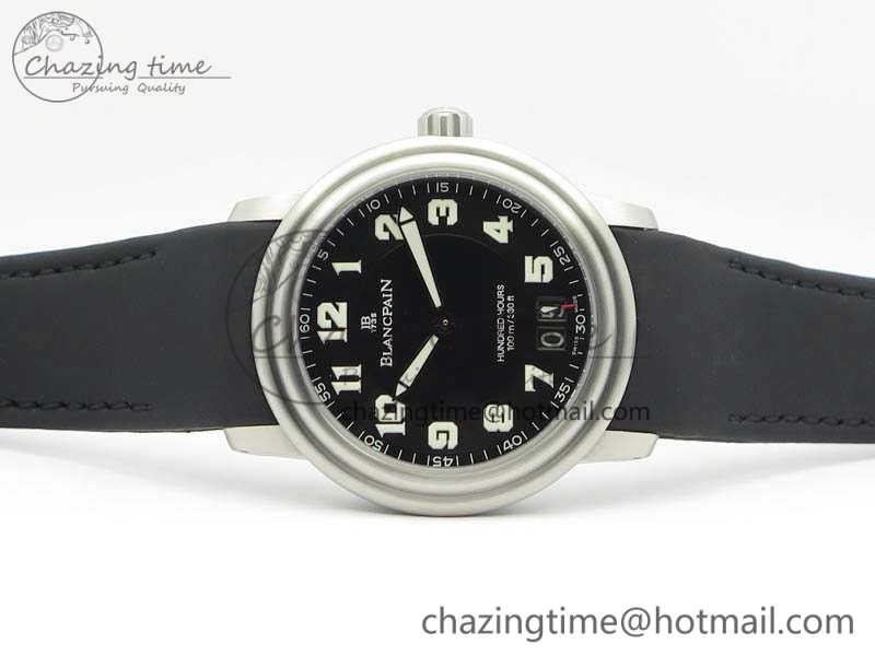 LEMAN 2850B SS 1:1 Best Edition Black Dial Numeral Markers On Black Rubber Strap Cal.6950