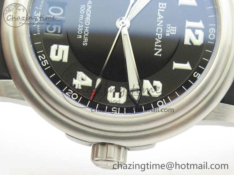 LEMAN 2850B SS 1:1 Best Edition Black Dial Numeral Markers On Black Rubber Strap Cal.6950