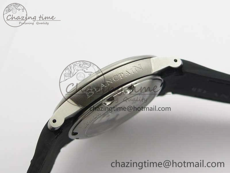 LEMAN 2850B SS 1:1 Best Edition Black Dial Numeral Markers On Black Rubber Strap Cal.6950