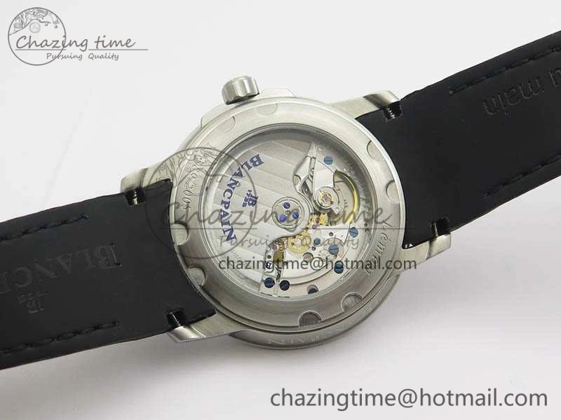 LEMAN 2850B SS 1:1 Best Edition Black Dial Numeral Markers On Black Rubber Strap Cal.6950