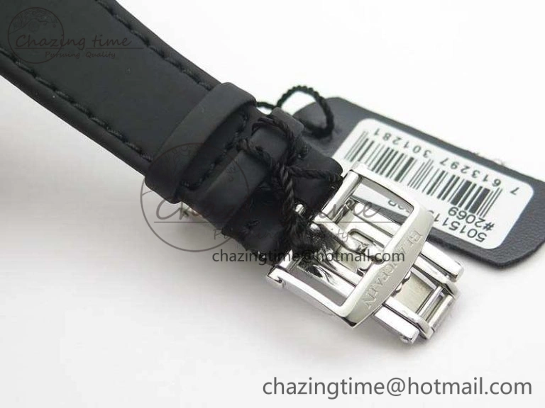 LEMAN 2850B SS 1:1 Best Edition Black Dial Numeral Markers On Black Rubber Strap Cal.6950
