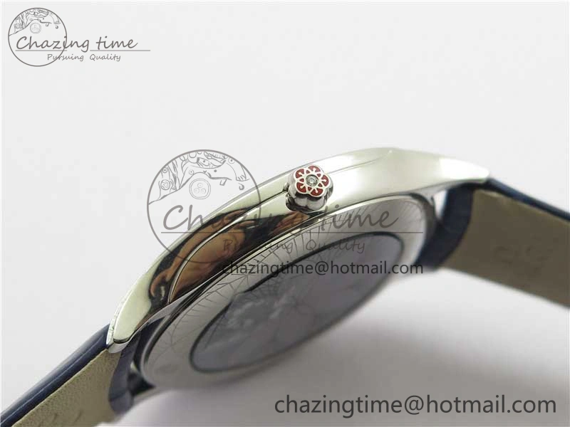 Ladies’ De Ville Trésor Diamond Blue Dial Blue Fabric Watch OXF 1:1 Best Edition Swiss Quartz