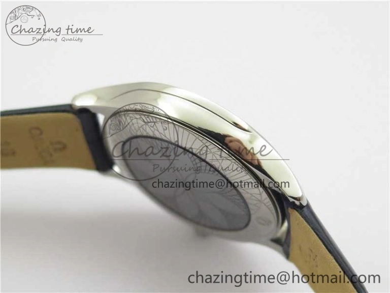 Ladies’ De Ville Trésor Diamond SS 3AF 1:1 Best Edition Black Dial On Black Leather Strap Swiss Quartz