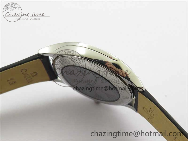 Ladies’ De Ville Trésor Diamond SS 3AF 1:1 Best Edition White Dial Black Markers On Black fabric strap Swiss Quartz