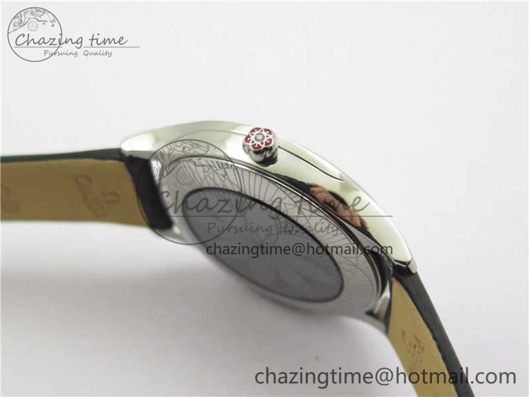 Ladies’ De Ville Trésor Diamond SS 3AF 1:1 Best Edition White Dial Black Markers On Black fabric strap Swiss Quartz
