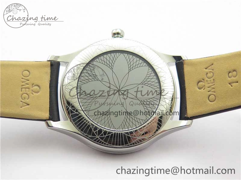 Ladies’ De Ville Trésor Diamond SS 3AF 1:1 Best Edition White Dial Black Markers On Black fabric strap Swiss Quartz