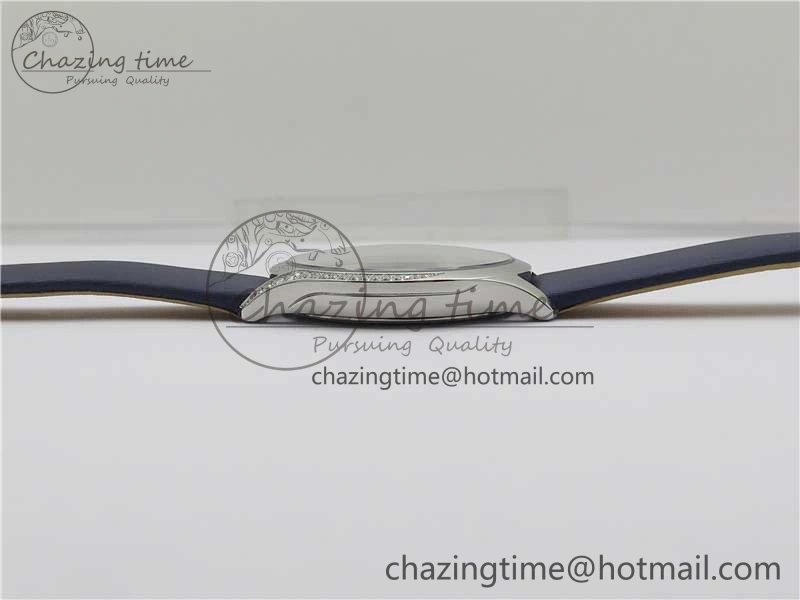 Ladies’ De Ville Trésor Diamond SS 3AF 1:1 Best Edition White Dial On Blue Fabric Strap Swiss Quartz