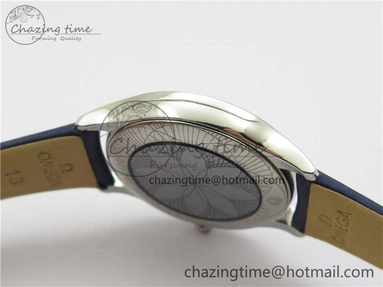 Ladies’ De Ville Trésor Diamond SS 3AF 1:1 Best Edition White Dial On Blue Fabric Strap Swiss Quartz