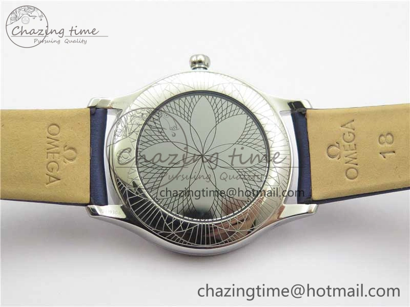 Ladies’ De Ville Trésor Diamond SS 3AF 1:1 Best Edition White Dial On Blue Fabric Strap Swiss Quartz