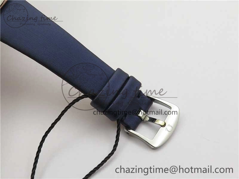 Ladies’ De Ville Trésor Diamond SS 3AF 1:1 Best Edition White Dial On Blue Fabric Strap Swiss Quartz