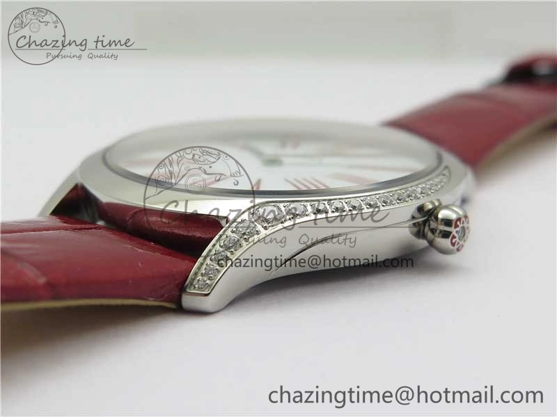 Ladies’ De Ville Trésor Diamond SS 3AF 1:1 Best Edition White Dial On Red Leather Strap Swiss Quartz