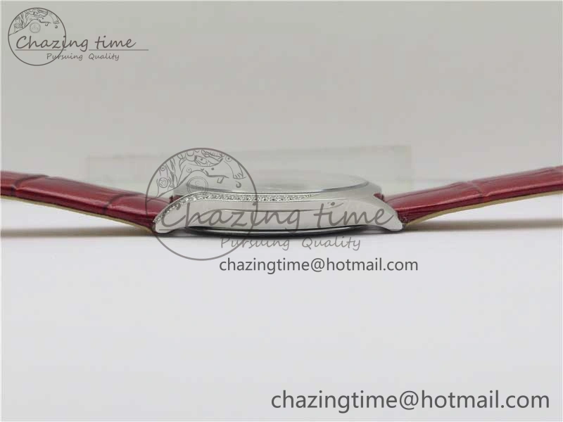 Ladies’ De Ville Trésor Diamond SS 3AF 1:1 Best Edition White Dial On Red Leather Strap Swiss Quartz
