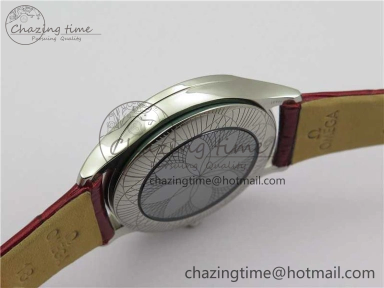 Ladies’ De Ville Trésor Diamond SS 3AF 1:1 Best Edition White Dial On Red Leather Strap Swiss Quartz
