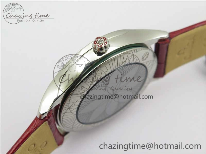 Ladies’ De Ville Trésor Diamond SS 3AF 1:1 Best Edition White Dial On Red Leather Strap Swiss Quartz