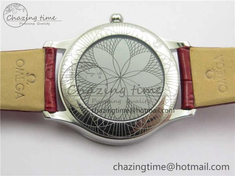Ladies’ De Ville Trésor Diamond SS 3AF 1:1 Best Edition White Dial On Red Leather Strap Swiss Quartz