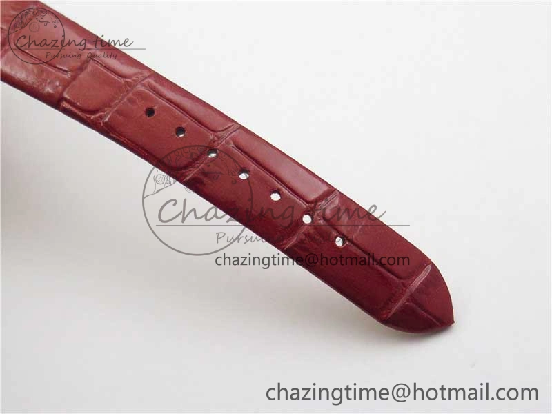 Ladies’ De Ville Trésor Diamond SS 3AF 1:1 Best Edition White Dial On Red Leather Strap Swiss Quartz