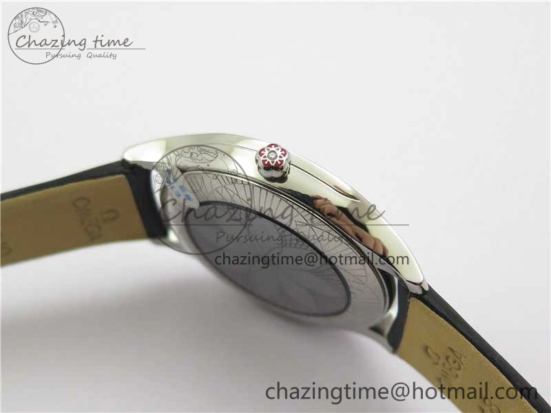 Ladies’ De Ville Trésor Diamond SS 3AF 1:1 Best Edition White MOP Dial RG Markers On Black Fabric strap Swiss Quartz
