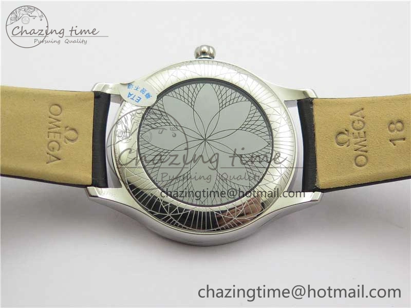 Ladies’ De Ville Trésor Diamond SS 3AF 1:1 Best Edition White MOP Dial RG Markers On Black Fabric strap Swiss Quartz