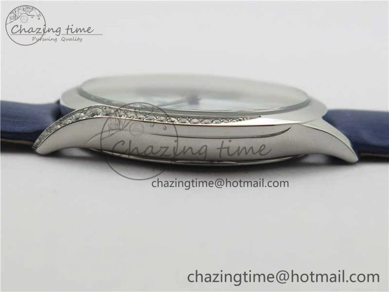 Ladies’ De Ville Trésor Diamond White Dial Blue Fabric Watch OXF 1:1 Best Edition Swiss Quartz
