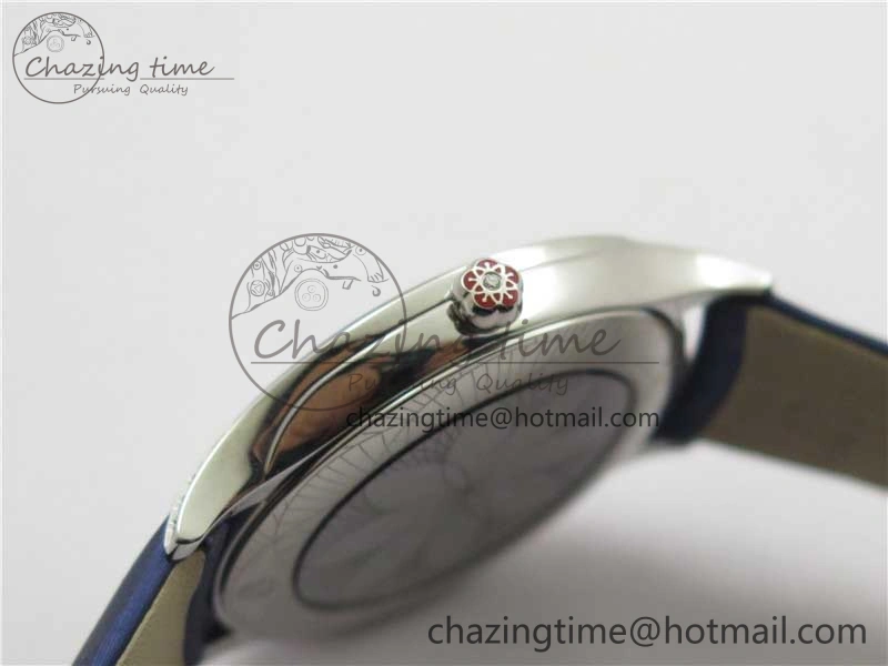 Ladies’ De Ville Trésor Diamond White Dial Blue Fabric Watch OXF 1:1 Best Edition Swiss Quartz