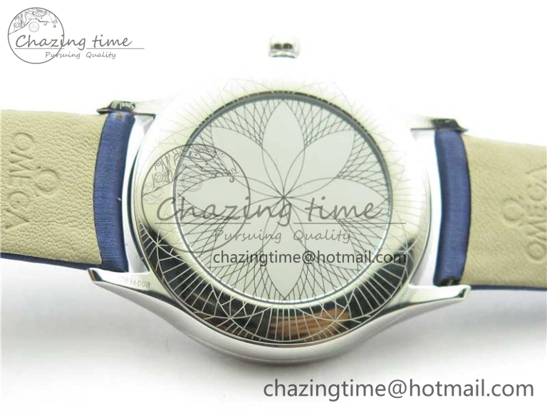 Ladies’ De Ville Trésor Diamond White Dial Blue Fabric Watch OXF 1:1 Best Edition Swiss Quartz