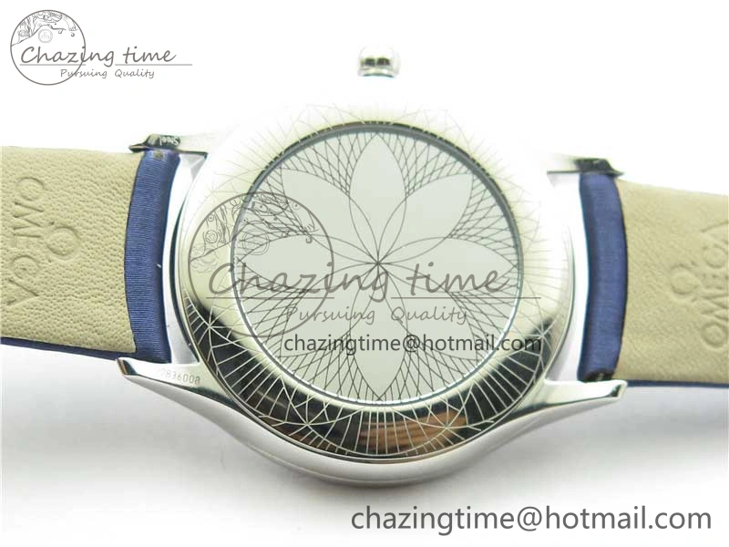 Ladies’ De Ville Trésor Diamond White Dial Blue Fabric Watch OXF 1:1 Best Edition Swiss Quartz