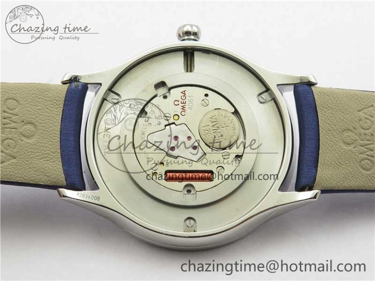 Ladies’ De Ville Trésor Diamond White Dial Blue Fabric Watch OXF 1:1 Best Edition Swiss Quartz