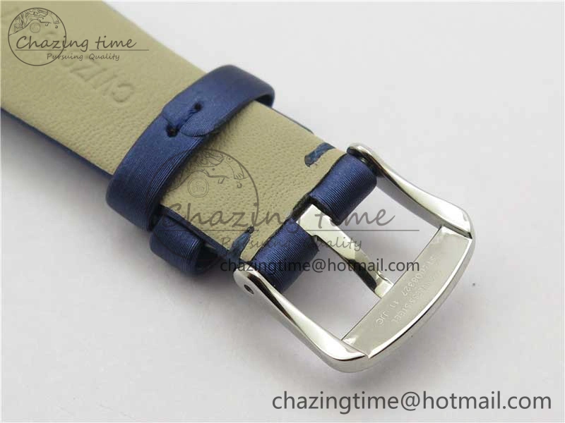 Ladies’ De Ville Trésor Diamond White Dial Blue Fabric Watch OXF 1:1 Best Edition Swiss Quartz