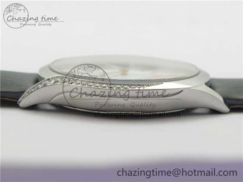Ladies’ De Ville Trésor Diamond White Dial Gray Fabric Watch OXF 1:1 Best Edition Swiss Quartz
