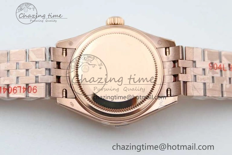 Lady DateJust 28 RG TWF 1:1 Best Edition Brown Dial Diamonds Markers on Jubilee Bracelet NH05