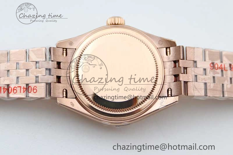 Lady DateJust 28 RG TWF 1:1 Best Edition Brown Dial Diamonds Markers on Jubilee Bracelet NH05