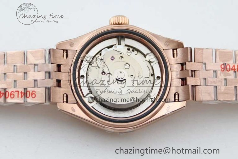 Lady DateJust 28 RG TWF 1:1 Best Edition Brown Dial Diamonds Markers on Jubilee Bracelet NH05