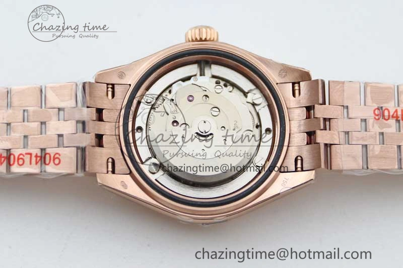 Lady DateJust 28 RG TWF 1:1 Best Edition Brown Dial Diamonds Markers on Jubilee Bracelet NH05