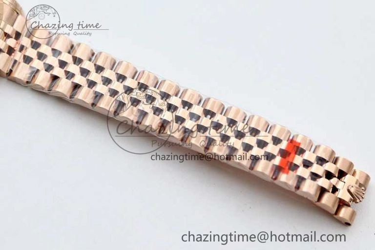 Lady DateJust 28 RG TWF 1:1 Best Edition Brown Dial Diamonds Markers on Jubilee Bracelet NH05