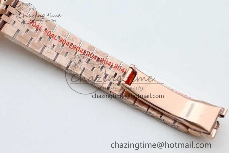 Lady DateJust 28 RG TWF 1:1 Best Edition Brown Dial Diamonds Markers on Jubilee Bracelet NH05