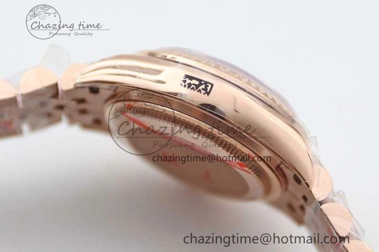 Lady DateJust 28 RG TWF 1:1 Best Edition Brown Dial Diamonds Markers on Jubilee Bracelet NH05