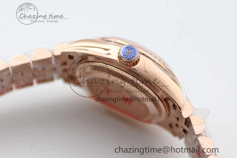 Lady DateJust 28 RG TWF 1:1 Best Edition Brown Dial Diamonds Markers on Jubilee Bracelet NH05