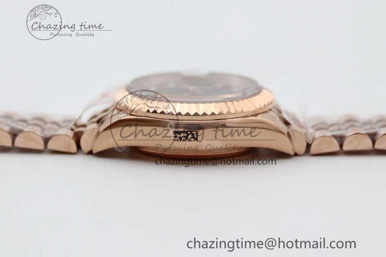 Lady DateJust 28 RG TWF 1:1 Best Edition Brown Dial Diamonds Markers on Jubilee Bracelet NH05
