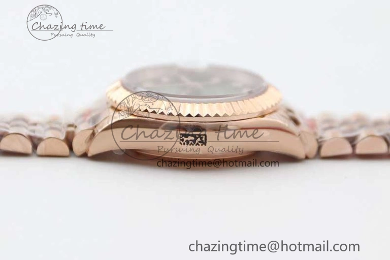 Lady DateJust 28 RG TWF 1:1 Best Edition Green Dial Diamonds Markers on Jubilee Bracelet NH05